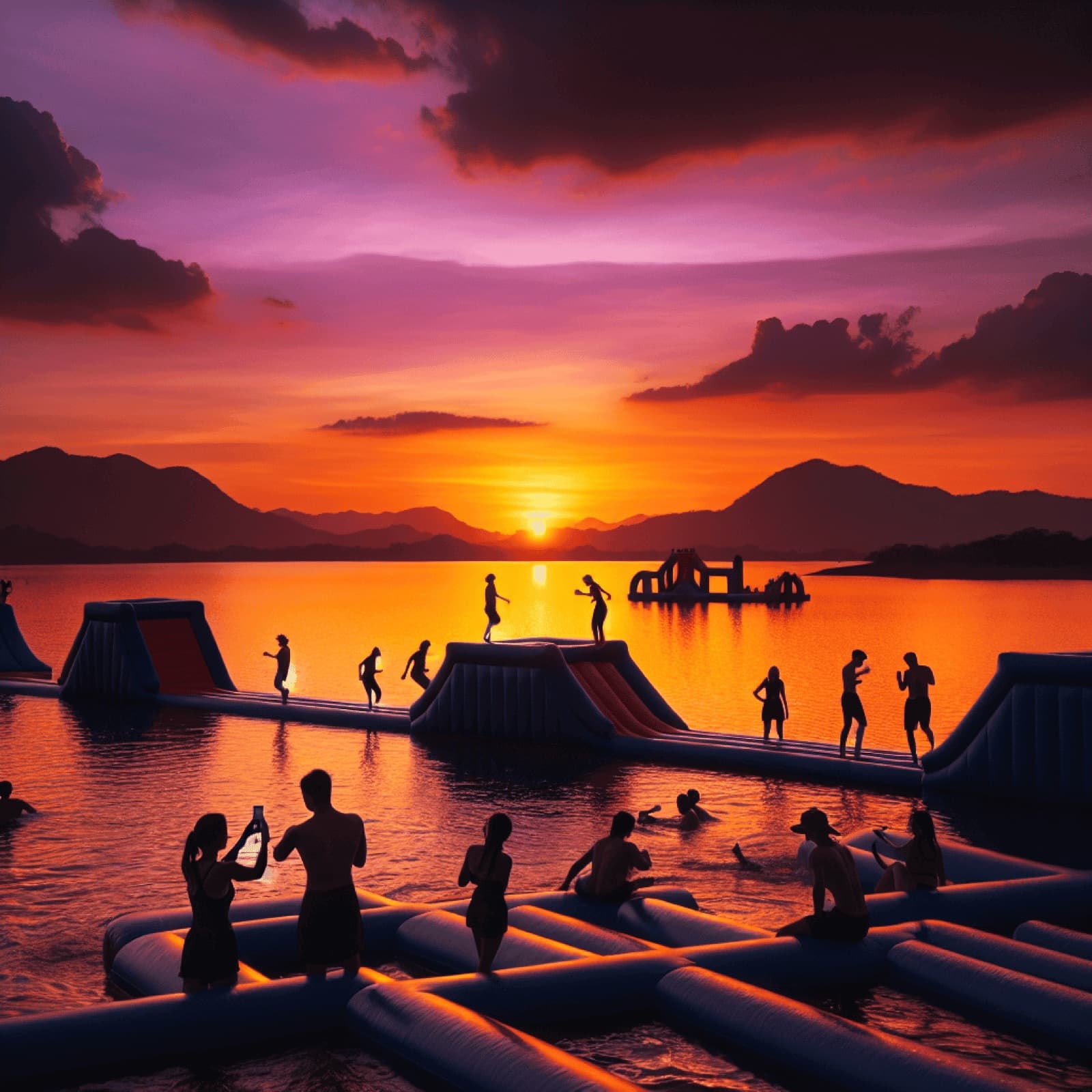 Sunset at the aqua park